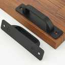 2 Pack 4 1/4 Inch 108 mm Flat Black Cabinet Pulls with Base Plate Cupboard Aluminum Handles Drawer Pull Cabinet Handles