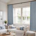 MIULEE 100% Blackout Curtains 84 Inch Long 2 Panels Set for Bedroom, Thick Faux Linen Black Out Curtain Room Darkening Back Tab Pleat Window Textured Drapes with Hooks for Living Room, Chambray Blue