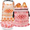 2 Pack Reusable Bread Bags for Homemade Bread, 17"×13" Sourdough Bread Storage Bags with Bowl Cover - Keep Loaf Fresh and Easy to Wash(Cookie Style)