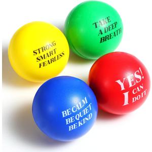 Sotiff 100 Pieces Motivational Stress Balls Colorful Foam Inspirational Stress Relief Quotes Stress Balls Pack Employee Appreciation Gift for Relief Encouraging(Inspirational, Yellow/Green/Blue/Red)