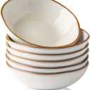 AmorArc Ceramic Cereal Bowls Set of 6, 24 oz Handmade Stoneware Bowls Set for Cereal Soup Salad Bread, Stylish Kitchen Bowls for Meal, Dishwasher & Microwave Safe, Reactive-Pearl White