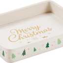 Desk Organizer Tray, PU Leather Valet Tray Nightstand Organizer Cologne Perfume Trays for Men Women, Decorative Vanity Trays Key Bowl Trinket Dish (Christmas Tree Pattern, 10" x 8" x 1.6") (9.5" x 6" x 2.2")