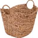 Household Essentials ML-4002 Tall Water Hyacinth Wicker Basket with Handles | Natural, Brown, Natural