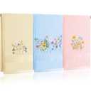 Tingjoo 3 Pcs Pastel Wildflower Hand Towels Pink Blue Yellow Wildflower Floral Bath Towels 14x29 Inch Soft Cute Flower Washable Embroidered Decorative Spring Summer Cotton Decor for Bathroom Kitchen