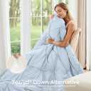 Sasttie Queen Comforter Set, 7-Piece Bed in a Bag, Pintuck Bedding Sets for All Season, Includes Comforter, Flat Sheet, Fitted Sheet, Pillowcases and Pillowshams, Light Blue