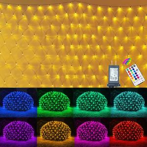 Outdoor Christmas Net Lights, 240 LED 18 Color Changing Bush Lights with Remote, 14.8x4.9ft Multicolor Connectable Waterproof String Lights for Bushes Patio Xmas Tree Wedding Party Home Decor (Plug, 240 LED Color Changing)