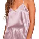 Ekouaer Silk Pajamas for Women Satin Cami Pjs Set V Neck Camisole Shorts Set Adjustable Strap Sleepwear (Medium, Pink)