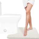 Yimobra Memory Foam Toilet Bath Mat U-Shaped, Commode Contour Rug, Soft and Comfortable, Super Water Absorbent, Non-Slip, Thick, Machine Wash Bathroom Commode Contour Rug, 24 X 20 Inches, Cream