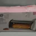 Oggi Stainless Steel Roll Top Bread Box for Kitchen Countertop with Stainless Steel Lid - Fits Multiple Large Loaves of Bread and Other Freshly Baked Goods Including Cookies, Bagels, Muffins, Size 17.5 Inch by 7.5 Inch by 11.5 Inch)