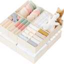 Criusia Drawer Organizer Clothes, 10 Pack Dresser Organizer for Baby Clothes, Underwear, Sock- Foldable Closet Organization and Storage Dividers Bins for Nursery, Bedroom (Beige) (10PACK)