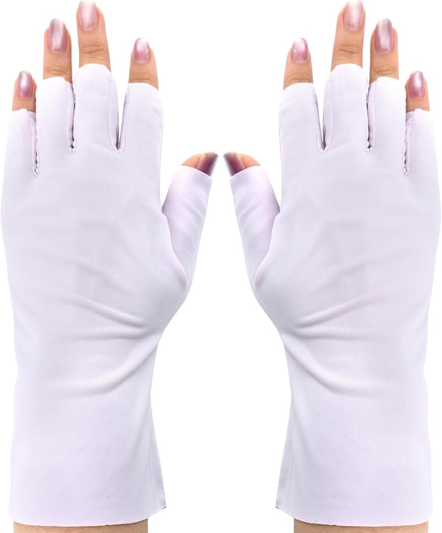 3 x Medsuo UV Gloves for Gel Nails Professional UPF50+ UV Protection Gloves for Driving Cycling Fishing Running (Purple)
