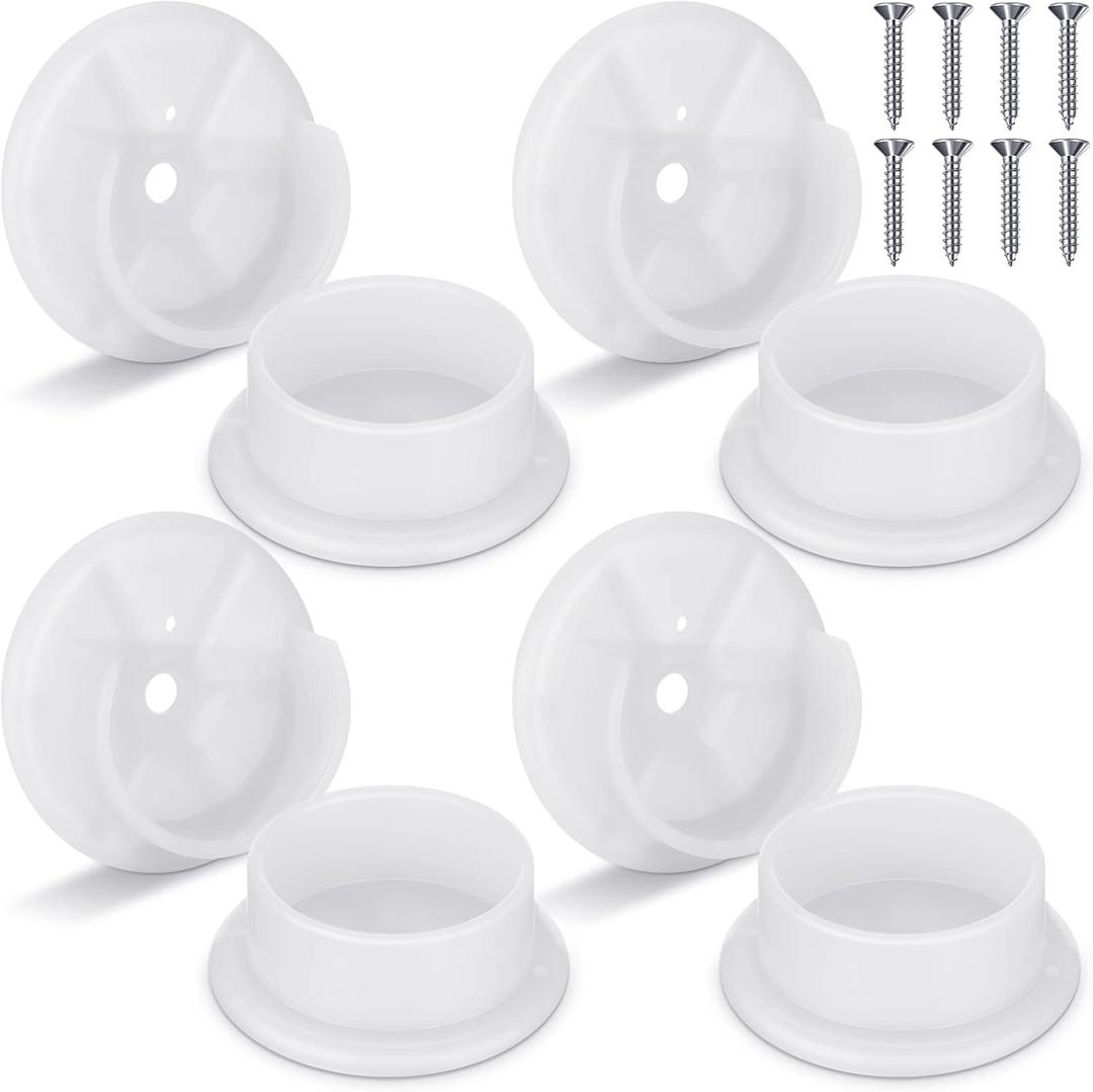 Amyhill Plastic Closet Pole Socket White Closet Rod Holders Rod Bracket Shower Holders Wardrobe Tube Support for Bathroom Curtain Clothing Store, 1-3/8 Inch(8 Pcs)