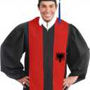 Graduation Stole Satin Sash Scarf for Study Aboard International Students 72" Length (Albania Flag)