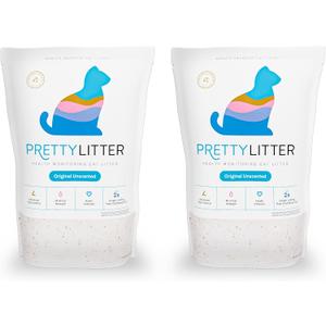 PrettyLitter Health Monitoring Cat Litter (Unscented, Non Clumping) | Lightweight & Low Tracking, Color Changing Silica Gel Crystals, Advanced Odor Control 6 Lbs, Pack of 2 (Up to 2 Month Supply)