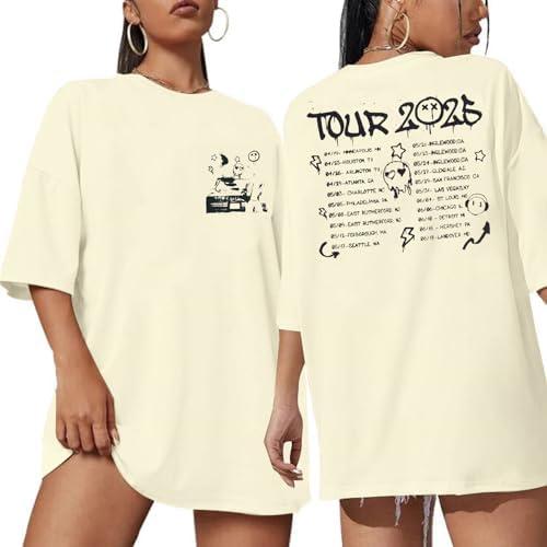 Album Tshirt for Women Concert Tshirt Fan Gifts Music Tour Short Sleeve Tops, Beige, S