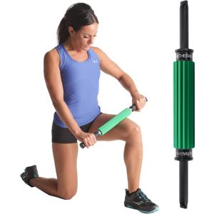THERABAND Roller Massager+, 19"-21" Retractable Muscle Massage Stick for Full-Body Use, Deep Tissue & Trigger Point Self-Massage, Portable Handheld Fascia Release Tool for Runners, Athletes