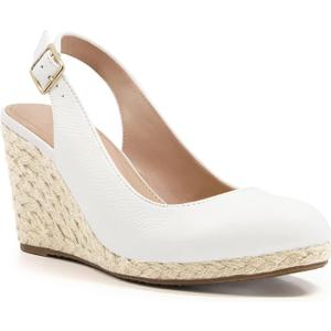 Lvemas Womens Espadrilles Wedge Sandals Closed Toe Slingback Wedges Pumps Platform Heeled Sandal, White, Size 9.5
