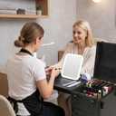 Portable Manicure Table with 3 Drawers, Rolling Foldable Nail Desk with Detachable Mirror, Professional Makeup Train Case with Wheels and TSA Lock for Nail Techs & Salon Use, 15.3 x 10.8 x 30.8 inches