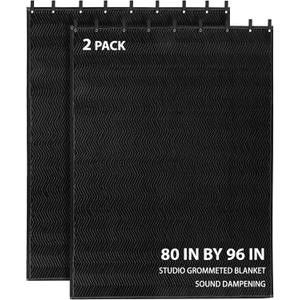 2 Pack Large Sound Dampening Blankets - 96" x 80" Heavy Duty 850GSM Acoustic Blankets for Studio Soundproofing, Noise Reduction in Rooms, Home Theaters | Grommets for Easy Hanging, Light Blocking