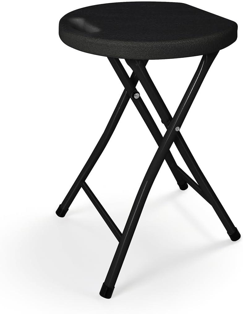 18 Inch Folding Stool with Handle, Folding Chair, 600 lbs Capacity Portable Foldable Bar Stool with Non-Slip Feet, Collapsible Stool for Indoor Outdoor Use