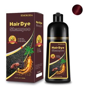 Hair Dye Shampoo 3-in-1, Instant Natural Hair Color Shampoo for Women Men 100% Gray Hair Coverage Champu Para Canas Mujer Dark Red, Lasting 3-4 Weeks & Easy to Use & All Hair Types, 500ml