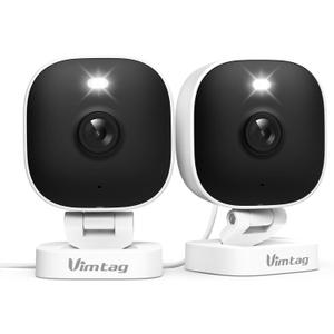 VIMTAG 2.5K Cameras for Home Security Outdoor/Indoor, Color Night Vision Security Camera for Baby/Pet/Dog/Nanny, Light/Siren, Motion Detection, 2-Way Audio, Work with Alexa, Cloud/Card Storage, 2Pcs