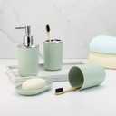 IMAVO Bathroom Accessories Set,Green Bathroom Set,7 Pieces Bathroom Accessory Set,Tray,Toilet Brush,Trash Can for Bathroom Dcor and Housewarming Gifts