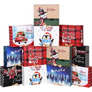 WLUSEAXI 12Pack Large Christmas Gift Boxes, 12x9.8x3.1Inches Christmas Boxes for Gifts with Lids, Perfect for Festive Gift Wrapping and Xmas Holiday Present (Red)