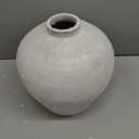 Handemade Large Round Vase for Centerpieces, White Rustic Vase Farmhouse Decor, Distressed Textured for Home Decorations, Earthy Room Decor Aesthetic, Stone Look Ceramic Clay Pottery, 10 inch