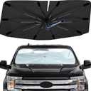 Windshield Sun Shade Umbrella for Ford F150 2015-2020, Foldable Sunshade for Car Front Window, 360 Rotation Automotive Interior UV Protection for Outdoor Parking, Keep Car Cool