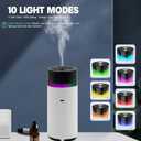 HODEMI Car Diffuser with Auto Start-Stop, Cool Mist Portable Mini Humidifier with Memory Function,Battery-Powered Oil Diffuser with 8-Color Ambient Ligh for Car, Home, Office, and Travel (White)