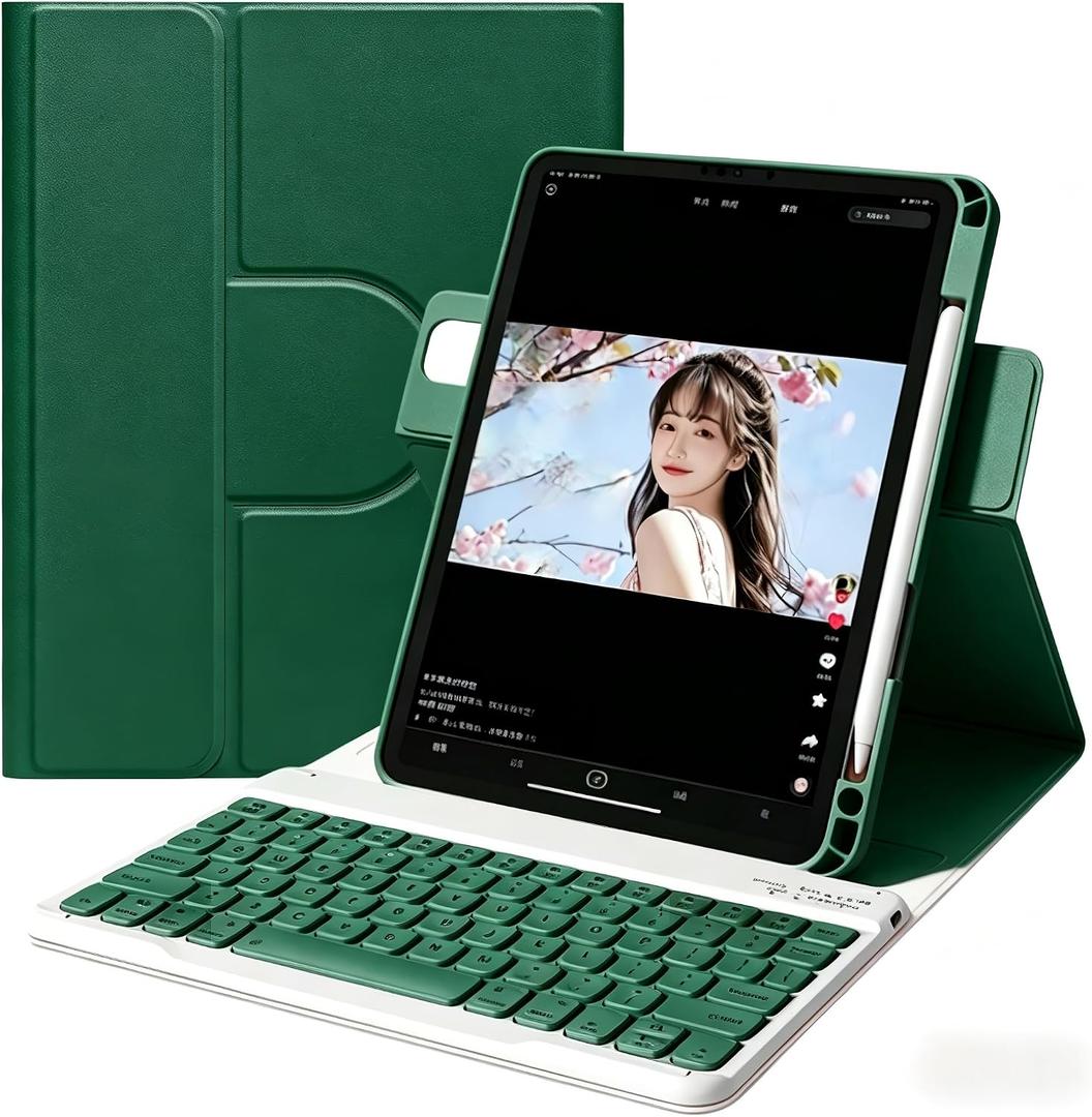 for iPad Air 11 inch (M3/M2) Case with Keyboard, Vertical Keyboard Case for iPad Air 5th/4th Gen, Clear Back Case with Magnetic Detachable Keyboard, 360 Rotate-Teal
