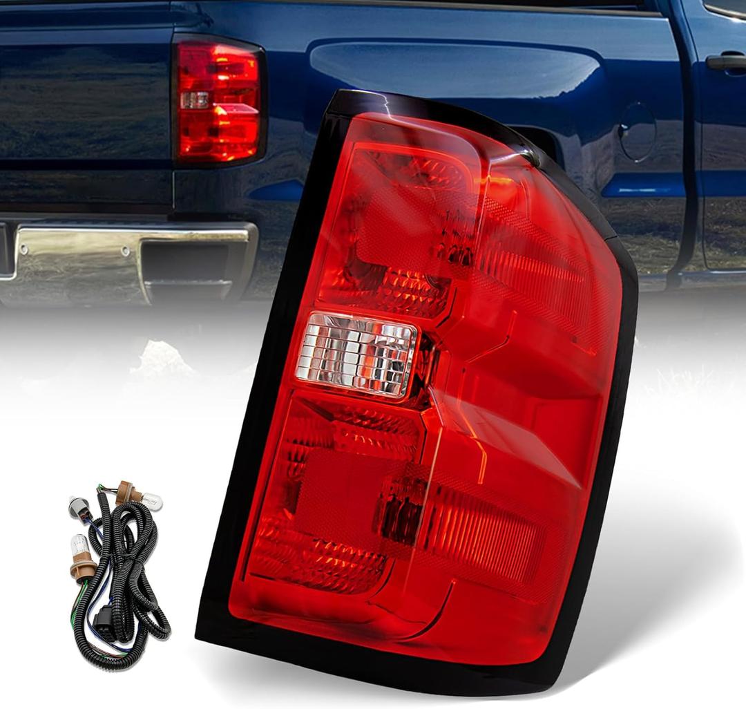 VPIMOZO Rear Tail Light Assembly Compatible With 20142015 Chevy Silverado 1500 2500HD 3500HD 2015 Sierra 3500HD Right Passenger Side With Bulb&Harness Replacement GM2800261 GM2801261 ‎