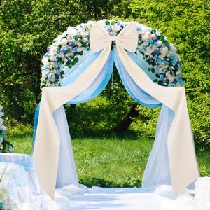 Wavwavw Wedding Giant Bow Decor Oversized Big Bows Decoration for Room Wall Backdrop 75x18 Inch Ribbon Tie for Wedding Birthday Party Baby Shower Supplies(Cream White,Satin)