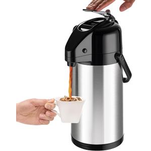 PARACITY Upgraded Airpot Coffee Carafe with Double Pump, Stainless Steel Drink Dispenser for Hot/Cold Beverage with Lazy Susan Base, Coffee Termos Para Cafe for Hot Cocoa for Parties
