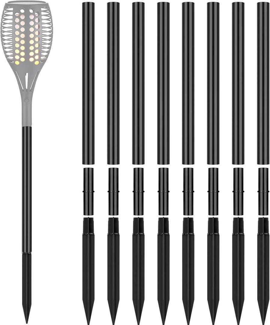 Chunful 8 Kit Solar Light Stakes Replacement Lame Lamp Extension Pole Ground Stake and Joint Connector Kit for Outdoor Garden Backyard(12.2 Inch)