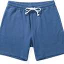 AMY COULEE Mens Athletic Workout Shorts 5.5" Cotton Casual Shorts Elastic Waist Joggers Sports SweatShorts (X-Large, Prussian Blue)