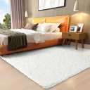 Ophanie White Rugs for Bedroom Fluffy, Girls Kids Baby Shaggy Shag Fuzzy Soft Carpet, 3x5 Small Plush Bedside Area Rug, Indoor Floor Room Carpet for Teen Dorm Home Decor Aesthetic, Nursery