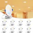 VOLISUN 8 Pack 6 inch Recessed Lighting, 5CCT LED Recessed Light with Junction Box, 2700K-5000K Selectable, 13W Eqv 120W, 1080LM Dimmable Canless Wafer Downlight, LED Ceiling Light ETL Certificated (White)
