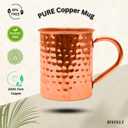 Copper Mules PURE Copper Mug RAW Cups Interior Ideal for Ayurvedic Health Benefits and Moscow Mules - Hand Hammered Finish - Authentic and Strong Riveted Handle - Holds 16oz