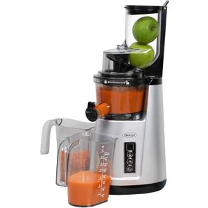 Omega Wide Mouth Juicer Compact Vertical Cold Press Vegetable and Fruit Juice Extractor with 3-Inch Hopper 2-Speed Slow Juicing with Space Saving Design, 120-Watts, Black