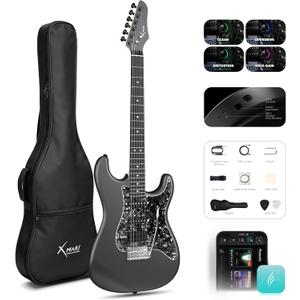 Enya XMARI Smart Electric Guitar with Built-in DSP Effects, 4 Presets, USB-C OTG Recording, Headphone Output, Custom Ceramic Pickups, Carbon Fiber Body, with Gig Bag, Strap, Cable & Picks