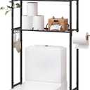 Over The Toilet Storage,3-Tier Heavy Duty Metal Bathroom Organizer, Freestanding Space Saver with Wide Shelves for Towels & Toilet Paper (Black)