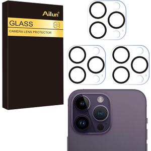 Ailun 3 Pack Camera Lens Protector for iPhone 16 Pro / 14 Pro & iPhone 16 Pro Max / 14 Pro Max,Tempered Glass,9H Hardness,Anti-Scratch,Case Friendly[Does not Affect Night Shots]
