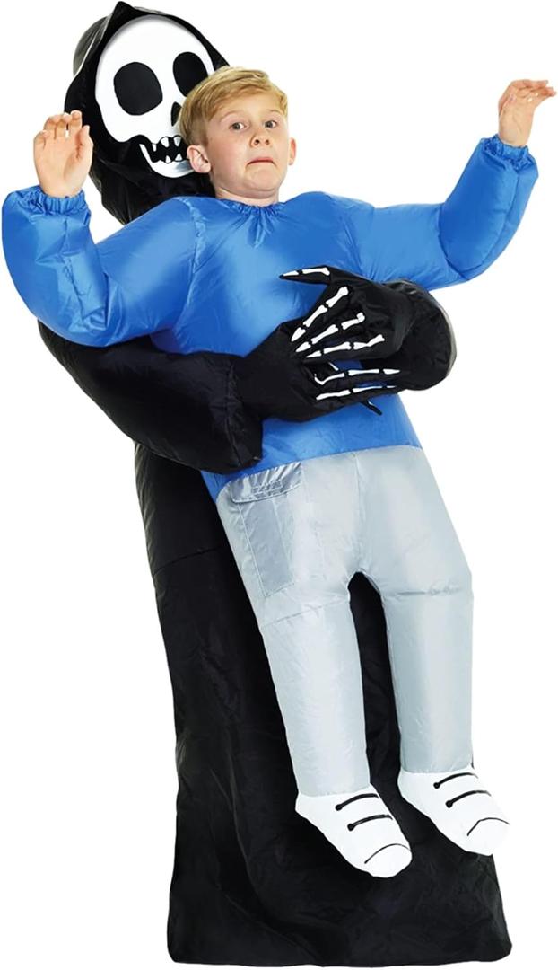 Morph Inflatable Grim Reaper Costume Kids, Blow Up Grim Reaper Costumes, Boys Halloween Costume, Halloween Costumes for Kids