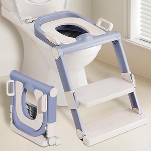 Portable Potty Training Seat for Toddlers with Steps, Foldable Toilet Seat (Purple)