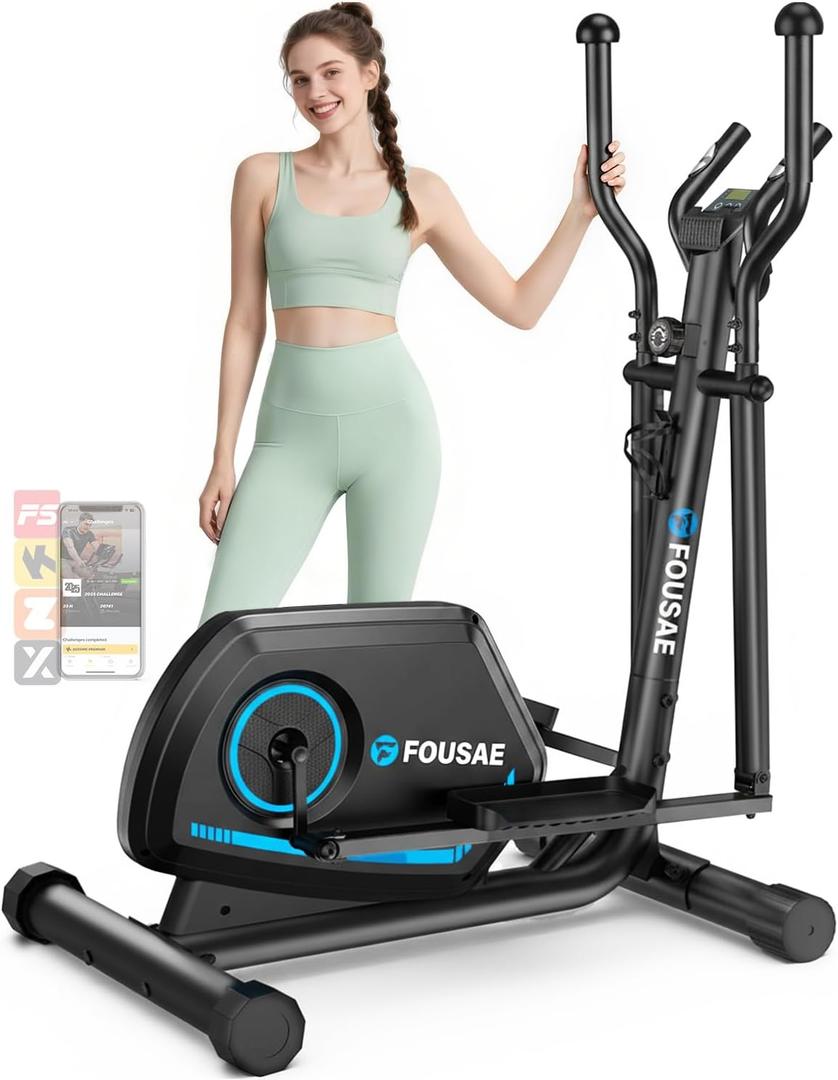 Elliptical Exercise Machine, 16-Level Magnetic Resistance Elliptical Machine for Home Trainer with Hyper-Quiet Drive, 15.5IN Stride, LCD Monitor & App Support, 350LBS Weight Capacity