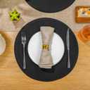 SHACOS Round Braided Placemats Set of 8 Washable Cotton Polyester Woven Round Table Mats for Dining Tables 15 inch (Black, 8)