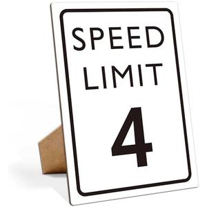 Set of 2 Pack, Race Car Birthday Decor, Speed Limit Sign, Fast Four, Race Car Birthday Party Decorations, 8×11 Wooden Play Sign with Stand, Let's Go Racing Party Supplies for Boy Race Fans - LP065