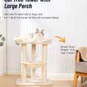 Happi N Pets 28" Cat Tree, Large Bed for Big Cats, Small Cat Tower with Soft Perch for Window Viewing, Stable Cat Tree Tower, Cat Scratching Post with Hammock, Removable Cover-Beige